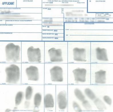 ample Fingerprints FD-258 for FBI Identity History Summary Check